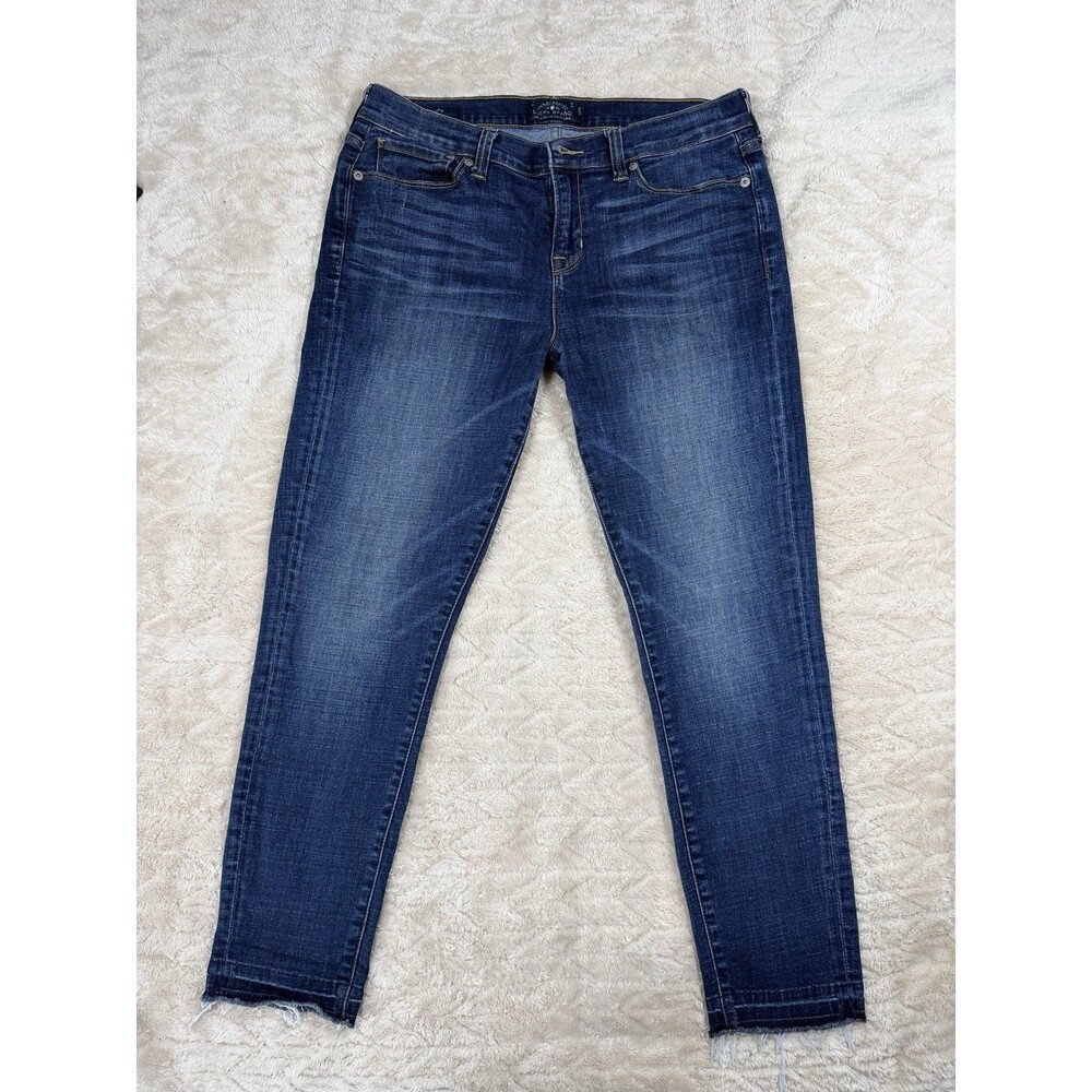 Lucky Brand Brooke Capri Women 8 29 Blue Mid Rise Raw Hem Crop Jeans Y2K